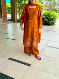 Rust Brown Embroidered Lawn 2-Piece Suit