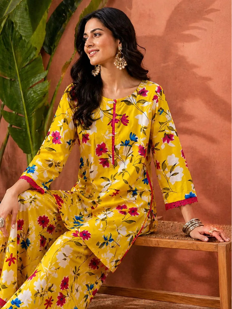 Yellow Pink 2PC Casual Set