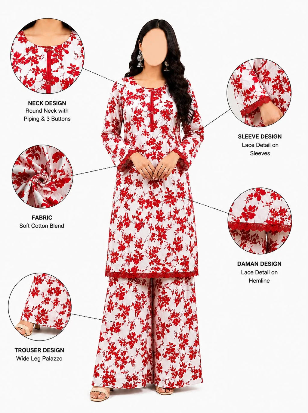 Red White 2PC Casual set