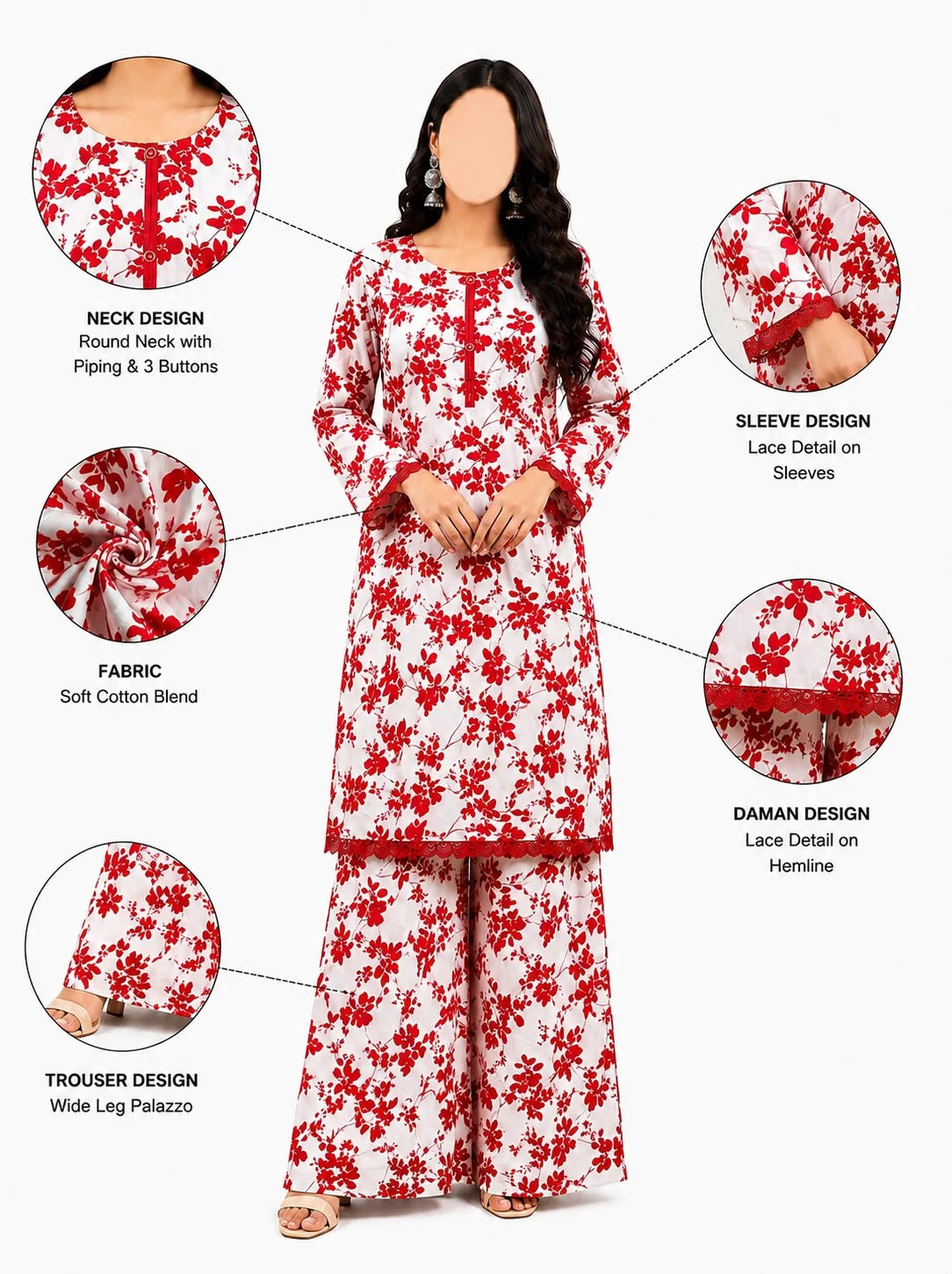 Red White 2PC Casual set